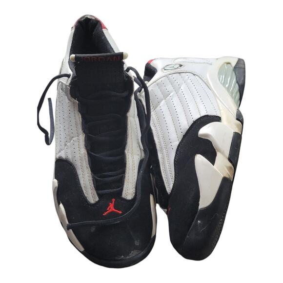 Nike Air Jordan 14 Retro Black Toe Mens Sneakers White 487471-102 High Top 12M - Picture 5 of 12